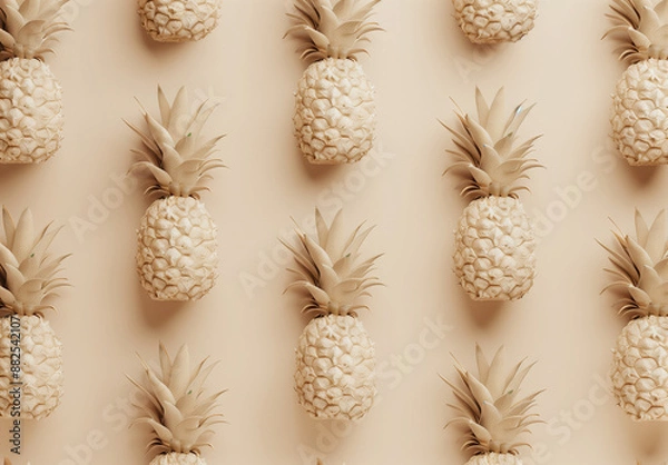 Obraz Beige pineapple pattern against beige background.Flat lay