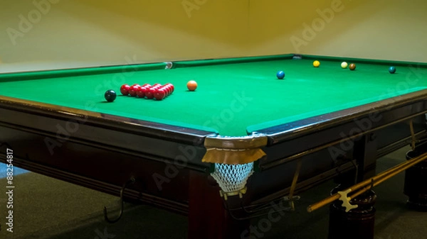 Fototapeta Opening Frame of Snooker Game from Back