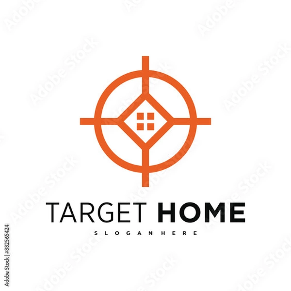 Fototapeta Target house logo design, combination of house logo and target sign. Premium Vector