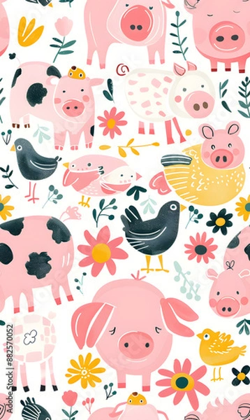 Fototapeta cartoon 2d illustrator doodle pattern, cute pattern in graphic seamless pattern