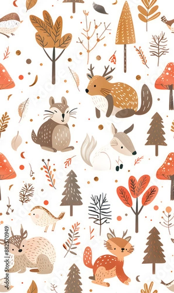 Obraz cartoon 2d illustrator doodle pattern, cute pattern in graphic seamless pattern