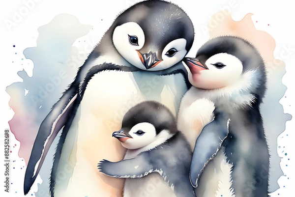 Obraz A cute and harmonious penguin family