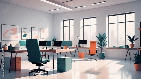 Fototapeta Coworking office, Generative Ai