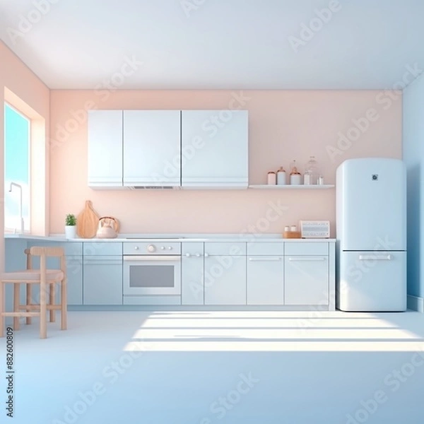 Fototapeta Kitchen refrigerator appliance furniture.