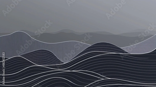 Fototapeta A mountain range with a dark blue sky in the background