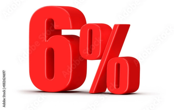 Obraz 6 Percent Off Sale Red Number 3D