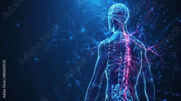 Obraz Human nervous system isolated 3D hologram.