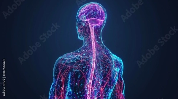 Obraz Human nervous system isolated 3D hologram.