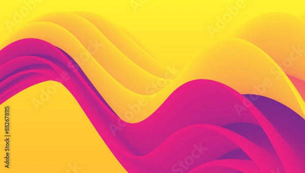 Obraz Yellow and magenta fluid wave on gradient background. Abstract wave background image design elements.