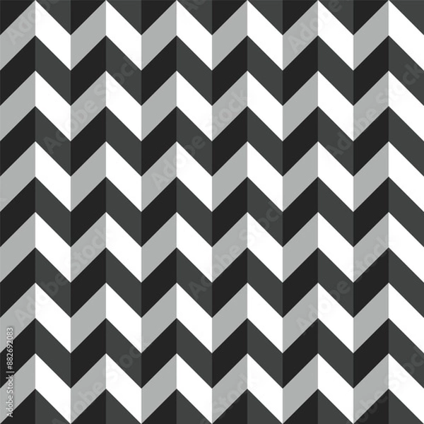 Fototapeta seamless repeating pattern of 3d style zig zag broken lines in black and white