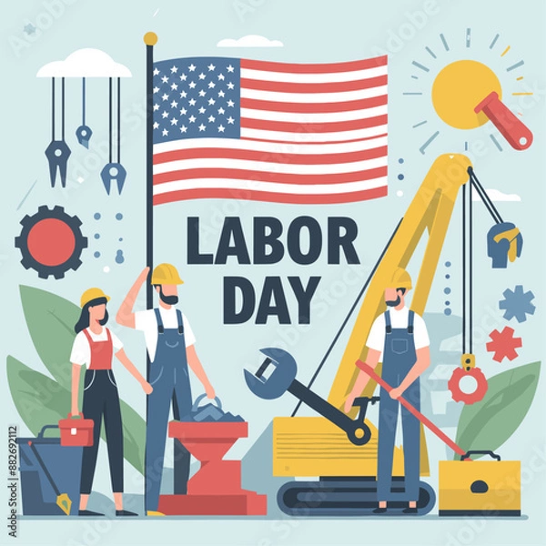 Fototapeta Happy Labour Labor Day Illustration