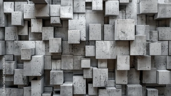 Obraz Concrete or cement brick background in grey or white embedded cubes