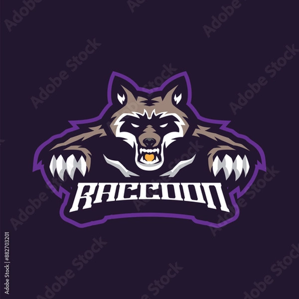 Obraz Raccoon mascot logo design vector with modern illustration concept style for badge, emblem and t shirt printing. Angry raccoon illustration for sport team.