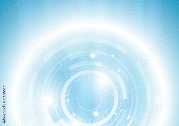 Fototapeta Abstract high tech futuristic technology design. Round shape. Circle Sci-fi element light .abstract futuristic background of blue glowing technology sci fi frame hud ui