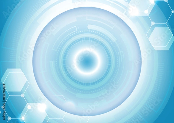 Fototapeta Abstract high tech futuristic technology design. Round shape. Circle Sci-fi element light .
