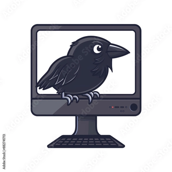Fototapeta computer screen with crow wallpaper