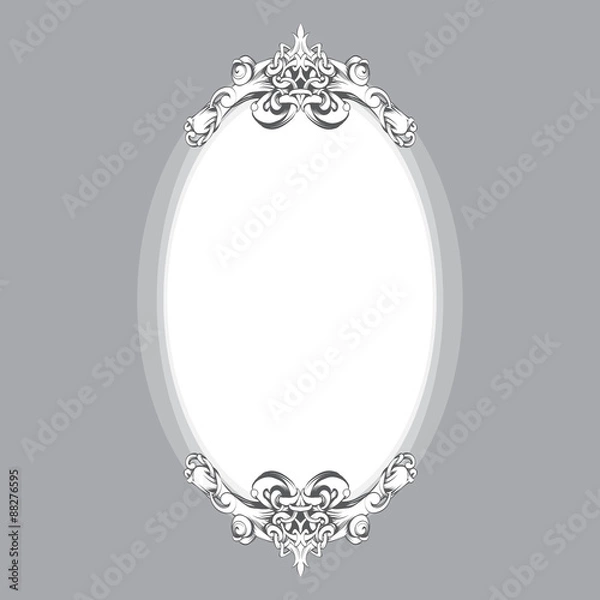 Obraz frame oval vintage baroque flowers vector