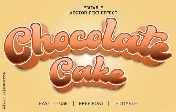 Fototapeta Chocolate cake 3d style text effect.