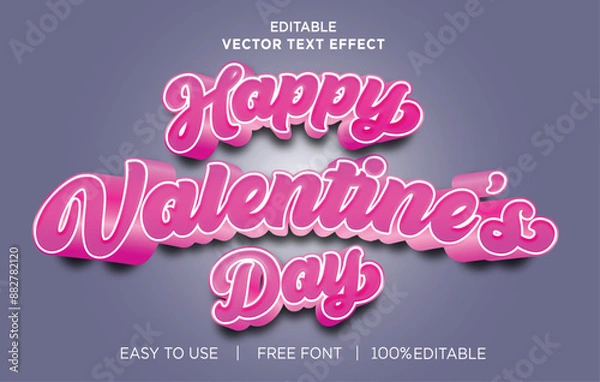 Obraz Happy Valentine's Day 3d style text effect.
