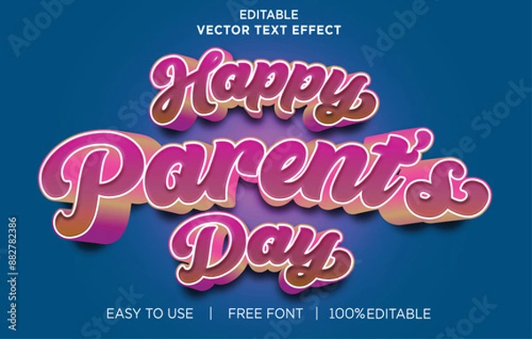 Fototapeta Happy Parents Day 3d style text effect.
