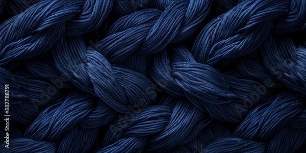 Obraz Close-up of twisted blue yarn skeins textile art concept, background