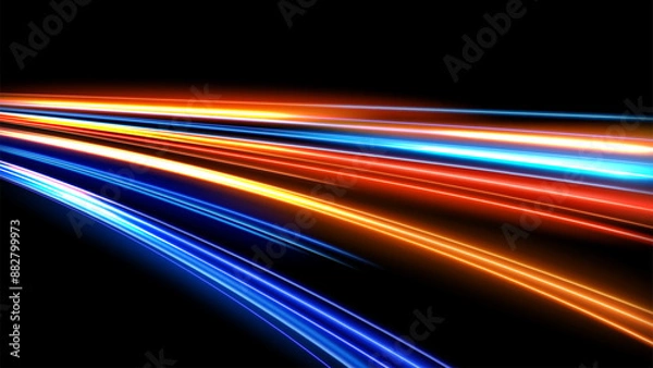 Obraz Colorful Light Trails, Long Time Exposure Motion Blur Effect, Vector Illustration