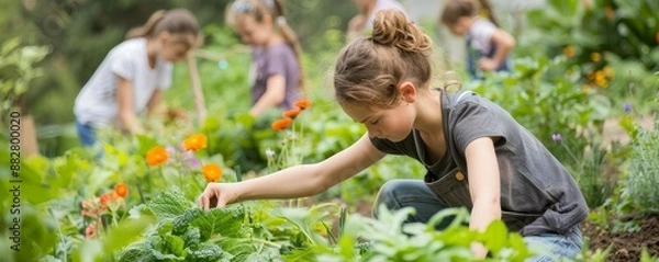 Obraz Children learn farming