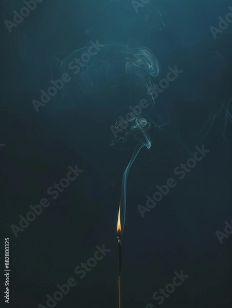Obraz Burning match on blue background