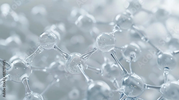 Obraz A macro shot of niacinamide molecules merging with skin cells, showing a smooth, hydrated complexion

