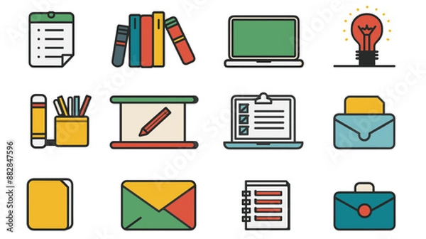 Obraz Office and business flat icons