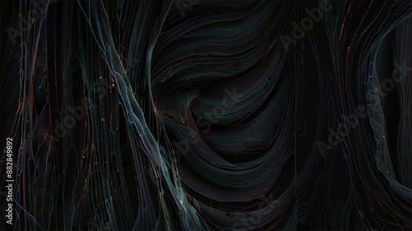 Obraz Abstract black background with smooth lines. Dynamic waves. vector illustration