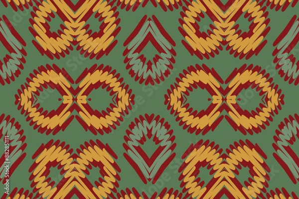 Fototapeta Ethnic motif baroque flower damask pattern. Damask pattern. Ikat geometric folklore ornament. Tribal ethnic vector texture. Seamless striped
