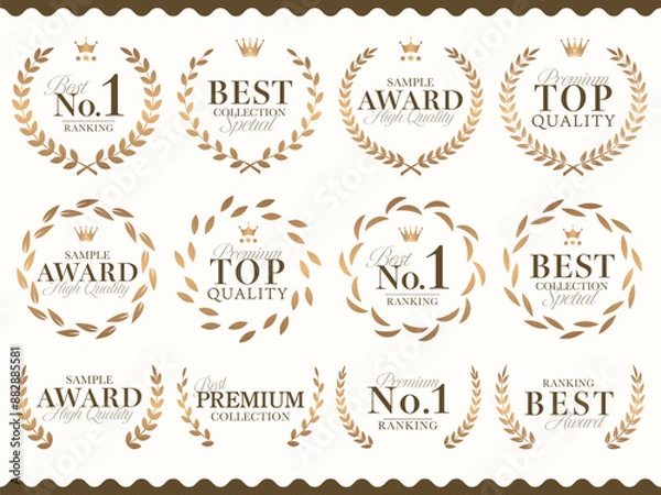 Obraz 月桂樹と王冠の茶色ランキングフレームセット