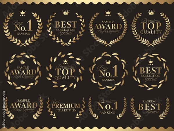 Obraz 月桂樹と王冠の金色ランキングフレームセット