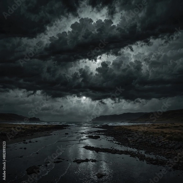 Obraz storm clouds over the sea