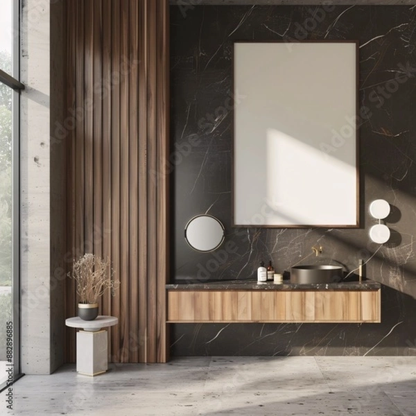 Obraz a mockup of an empty white board in a room with a window 