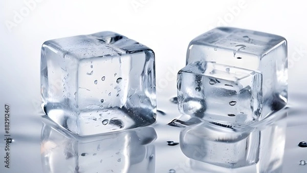 Fototapeta ice cubes on a white background