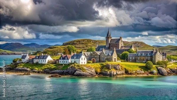 Obraz Casual photos showcasing lifestyle and architecture on the cloudy Isles of Mull and Iona on September 8, 2019, UK