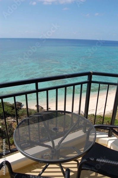 Fototapeta ベランダから見た晴天の海