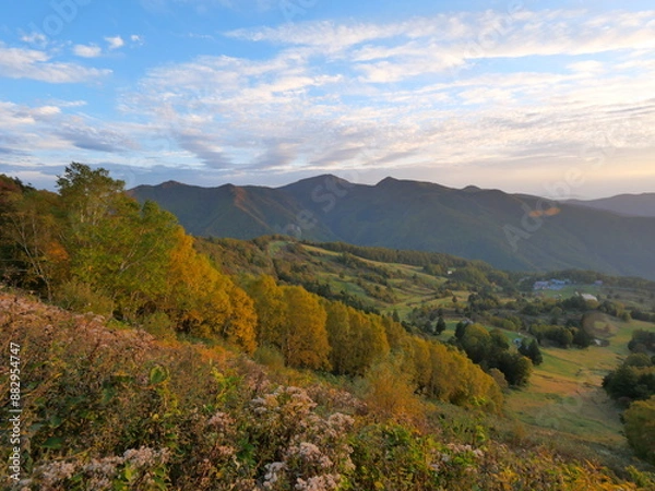 Obraz 長野県　高山村　山田牧場付近の紅葉