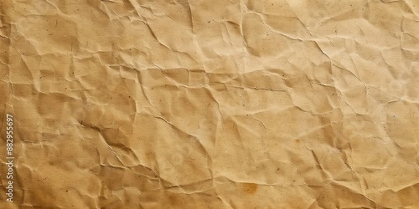 Fototapeta Close-up mockup of a crumpled kraft paper background