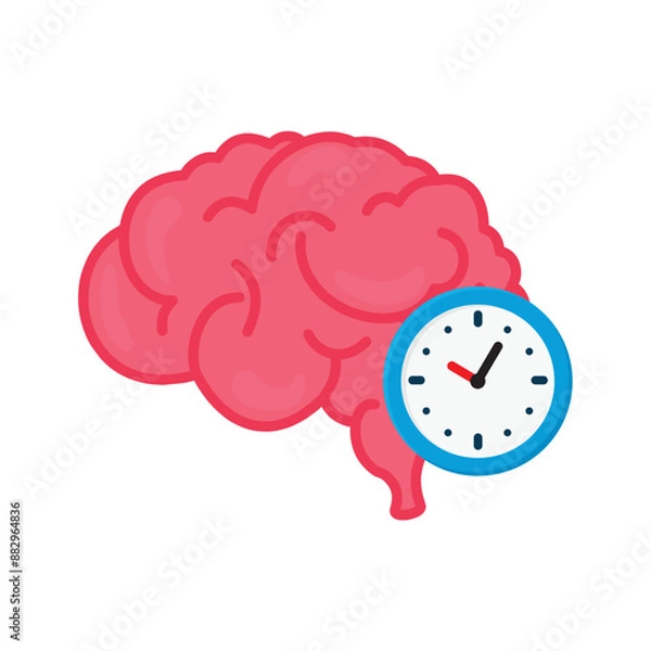 Fototapeta concept illustration of brain working time, brain productive time, flat style vector illustration.