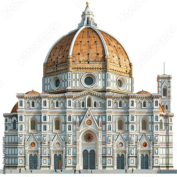 Fototapeta Florence Cathedral in Florence Italy Isolated on Transparent or White Background, PNG