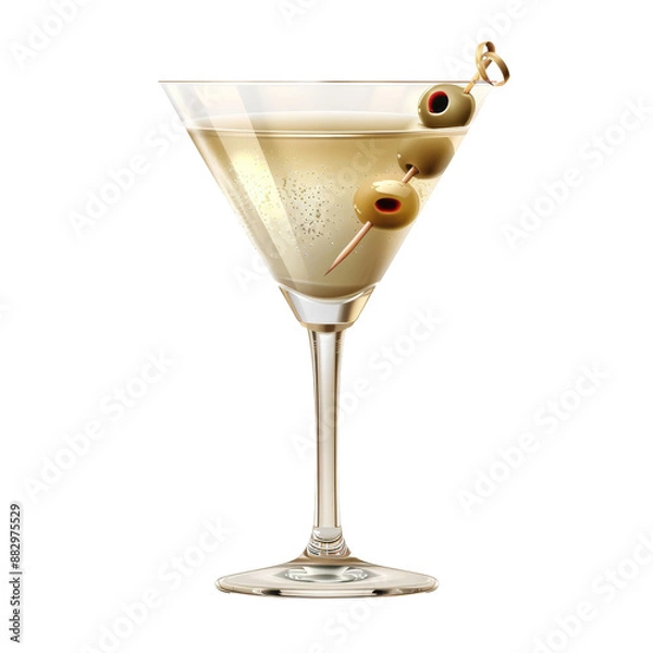 Fototapeta Dirty Martini Cocktail Isolated Isolated on Transparent or White Background, PNG