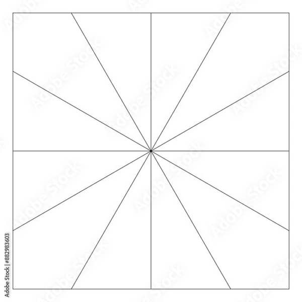 Fototapeta Square perspective grid background for drawing template with outline border frame. Vector.