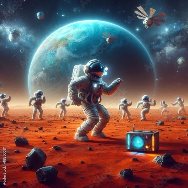 Fototapeta astronauts dancing in space