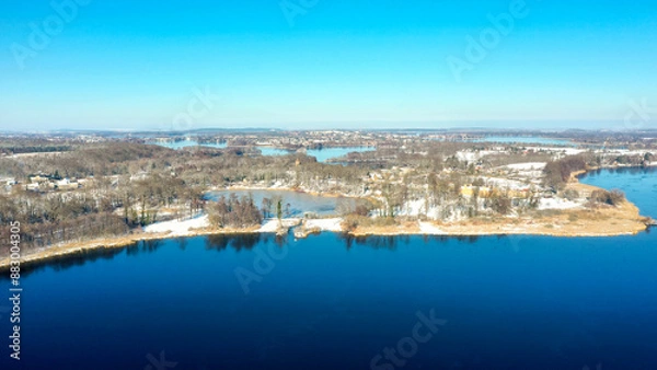 Obraz Luftbild - Winter Geltower see und die Havel