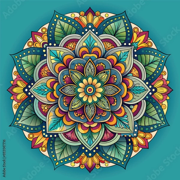 Obraz Beautiful colorful mandala design pattern background picture Ai generated .