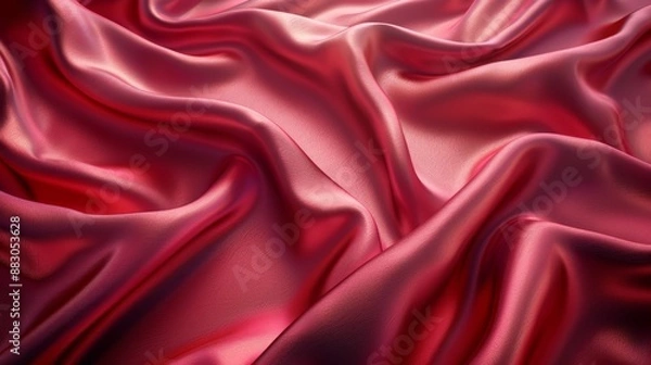 Fototapeta A detailed close-up of red fabric with rich, flowing folds, highlighting its luxurious texture and vibrant color.