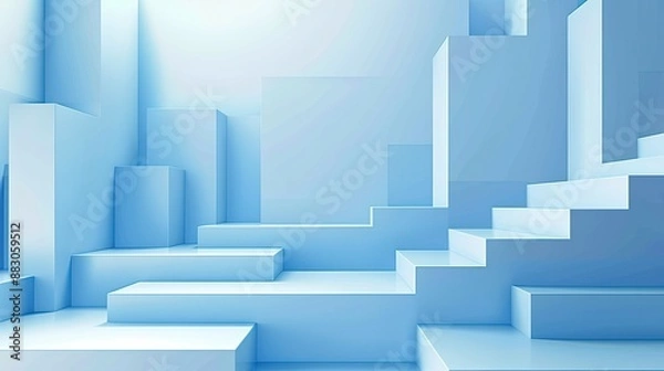 Fototapeta Geometric Abstract Blue and White Art